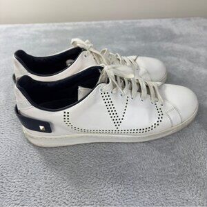 Valentino Men's Size 10 US/43 EU Rockstud White Blue Leather Sneakers TSC04Y2